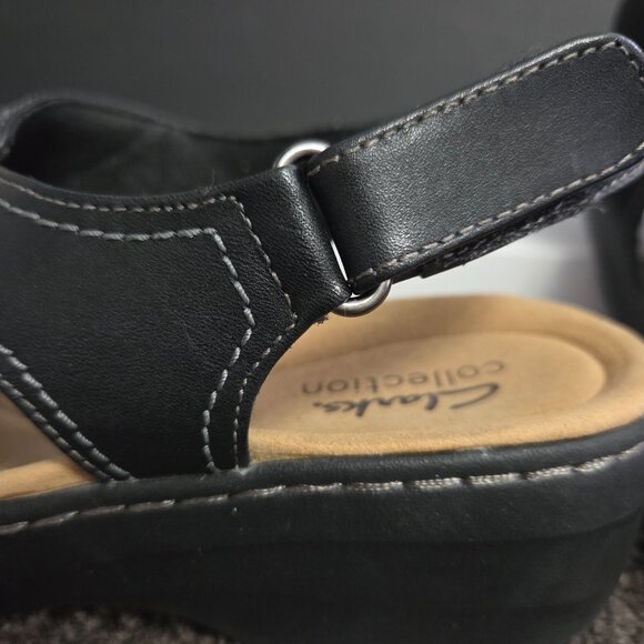 Clarks Merliah Style Black Leather Sandals Women's Size 8 Medium - Picture 9 of 12